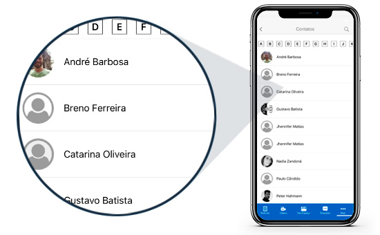 Funcionalidade do App de Comunicação Interna: Contatos