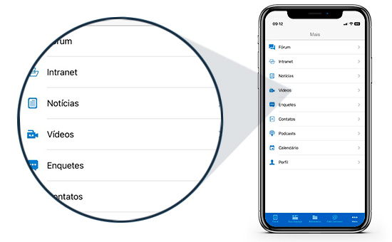 Funcionalidade do App de Comunicação Interna: Menu